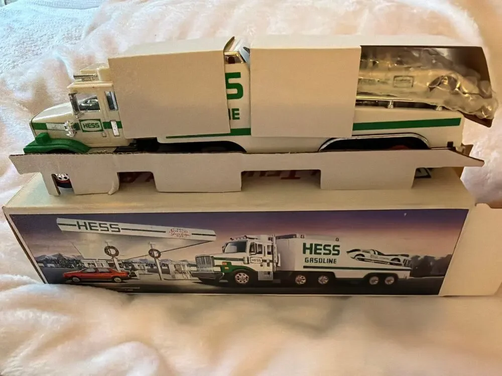 Vintage 1988 Hess Toy Truck & Racer Gasoline Transport Original Box NIB